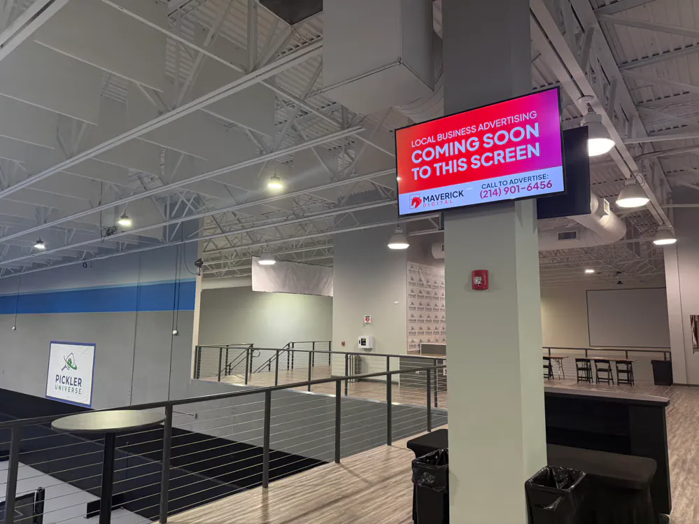 Maverick Digital indoor advertising screen at a partner venue